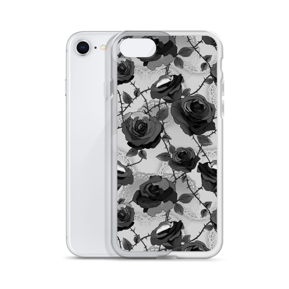 Sleek Enchanted Rose iPhone® Clear Case featuring a floral design, offering protection from scratches and dust.