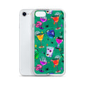 Colorful Monster Party iPhone® Clear Case featuring fun designs, offering protection from scratches and easy access to ports.