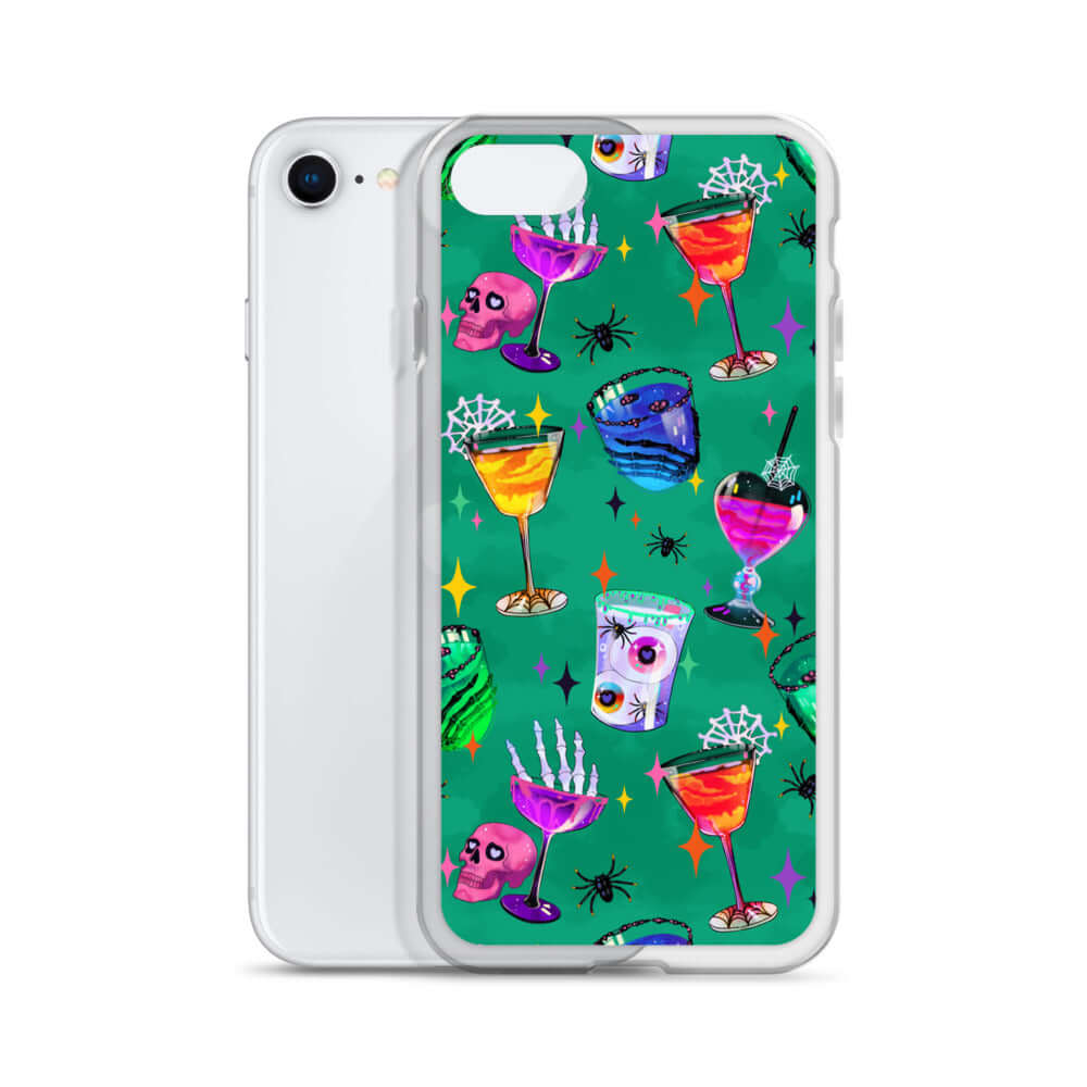 Colorful Monster Party iPhone® Clear Case featuring fun designs, offering protection from scratches and easy access to ports.