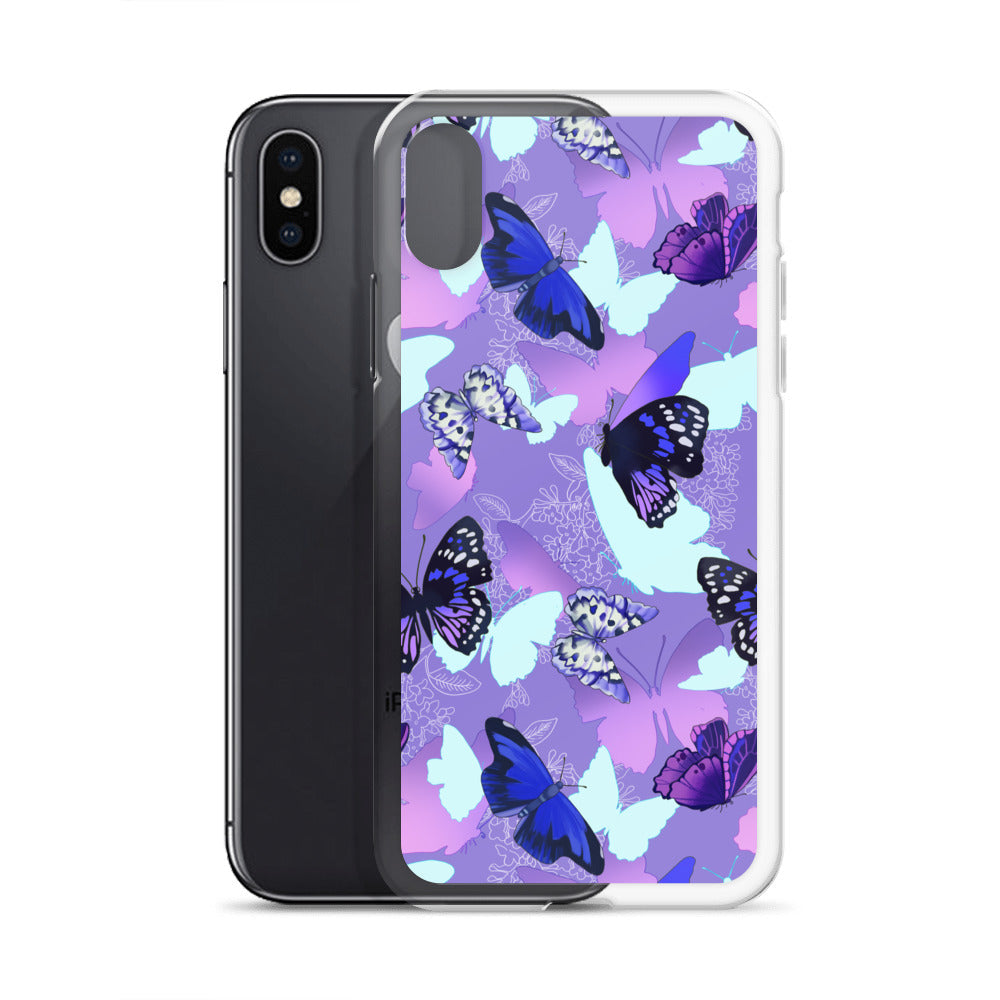 Colorful Butterfly iPhone® Clear Case with flexible sides offers scratch protection and easy access to ports.