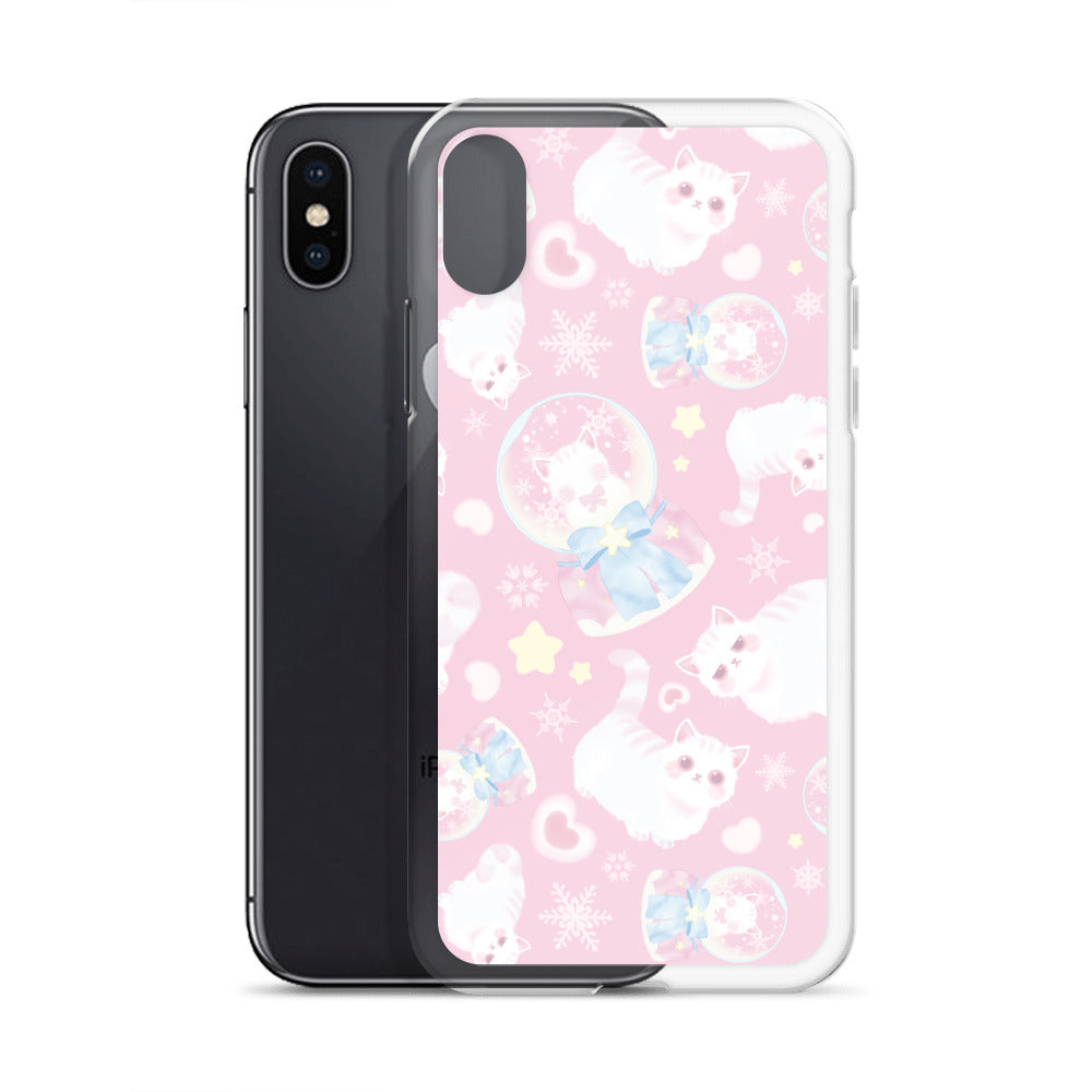 Stylish Snow Kitten iPhone® Clear Case featuring a cute design, offering scratch protection and easy access to ports.