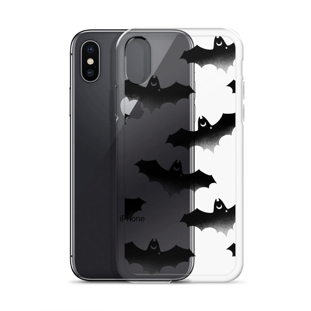 Morrigan iPhone® Clear Case features a sleek design with bat graphics, protecting your phone from scratches and dust.