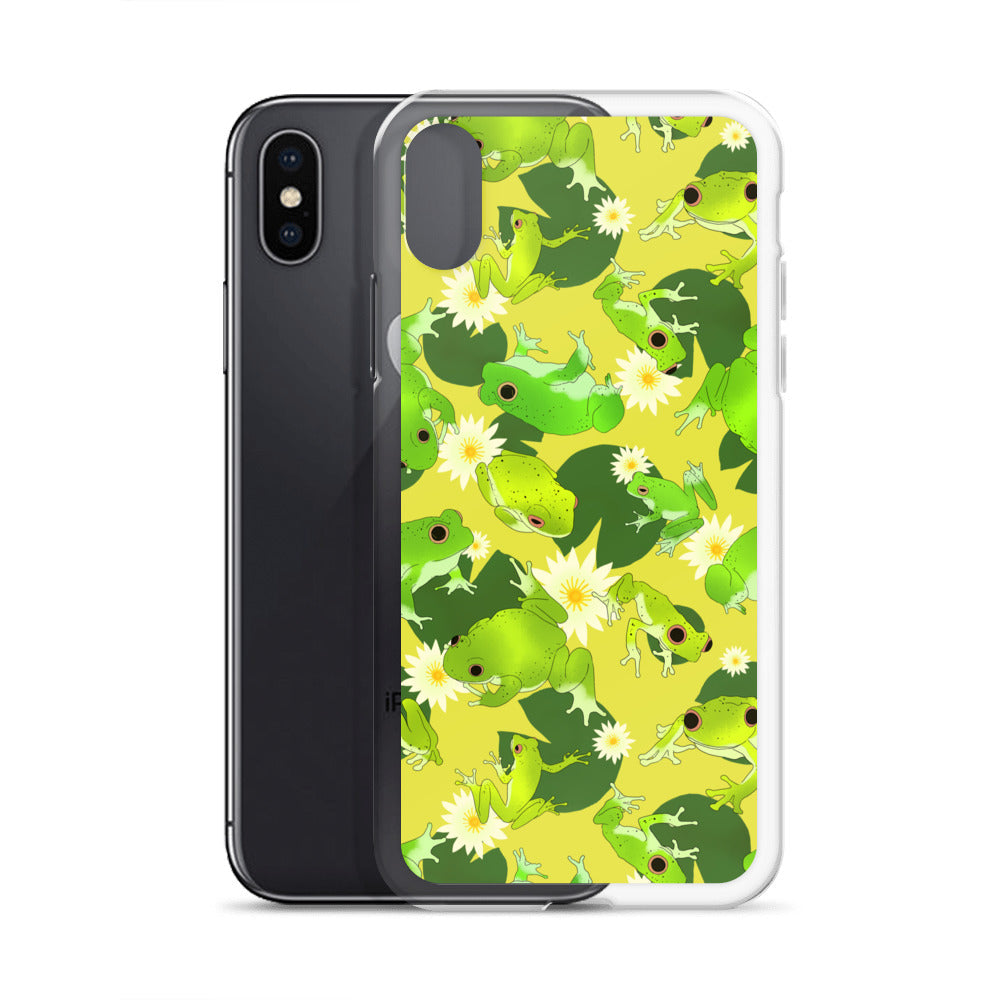 Stylish Kero-kero iPhone® Clear Case featuring vibrant frog design, offering protection against scratches and dirt.