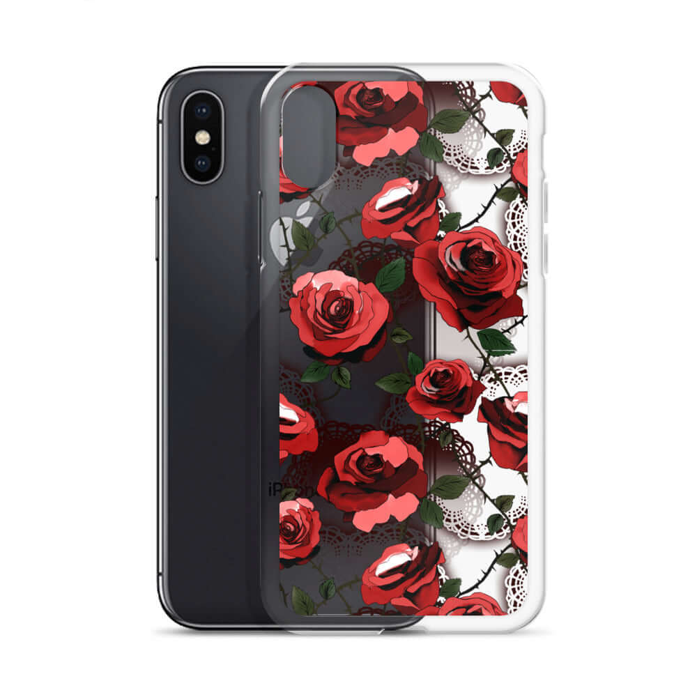 Sleek Enchanted Rose iPhone® Clear Case (Transparent) offers stylish protection from scratches and dirt.