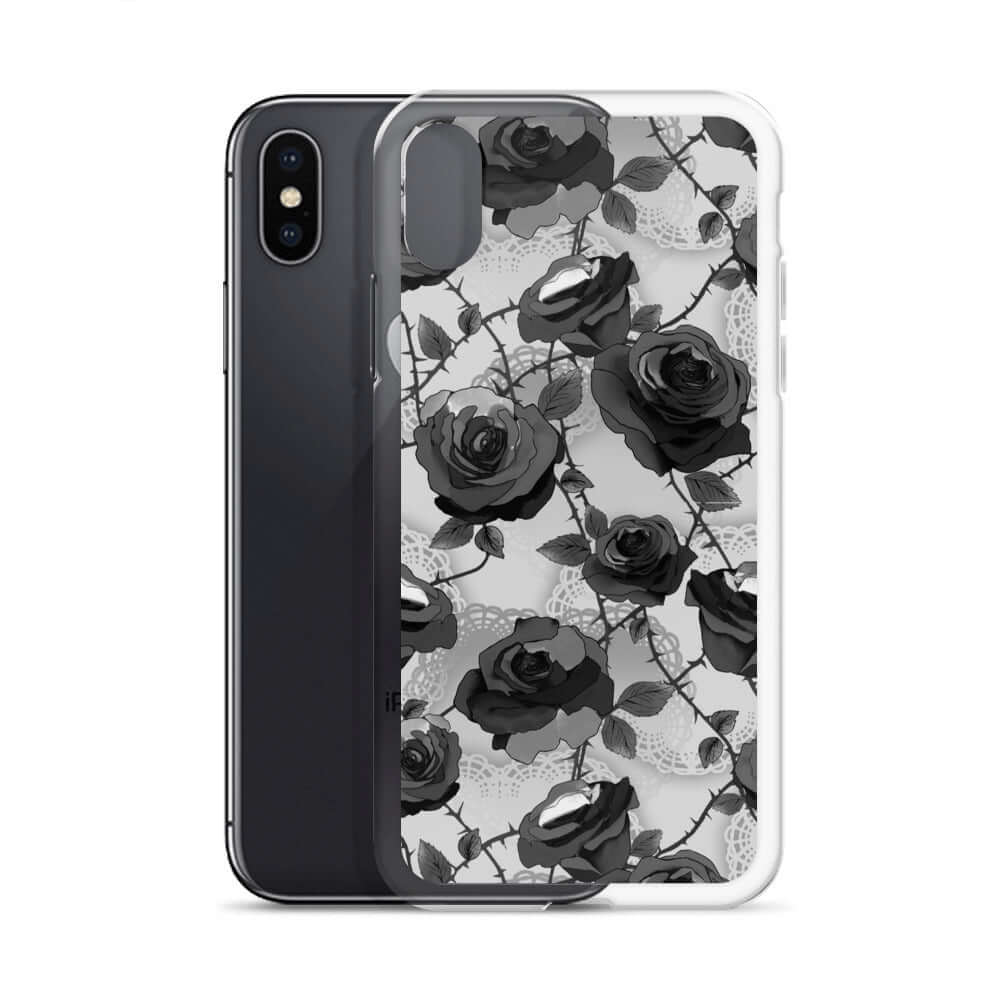 Stylish Enchanted Rose iPhone® Clear Case offers protection against scratches and dust while showcasing elegant design.