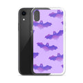 Morrigan iPhone® Clear Case featuring a stylish bat design, offering sleek protection against scratches and dirt.