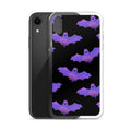 Morrigan iPhone® Clear Case featuring a stylish bat design, providing sleek protection against scratches and dust.