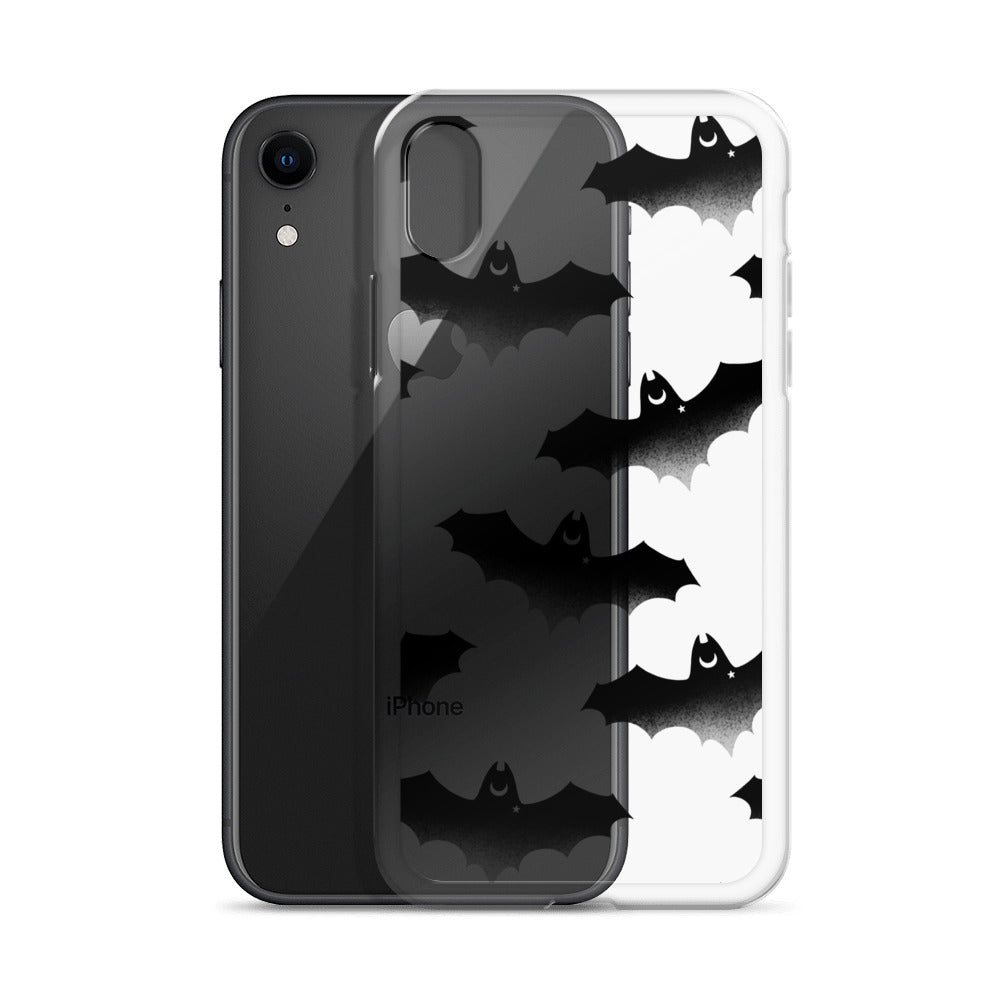 Morrigan iPhone® Clear Case features a sleek design with bat graphics, offering protection from scratches and dirt.