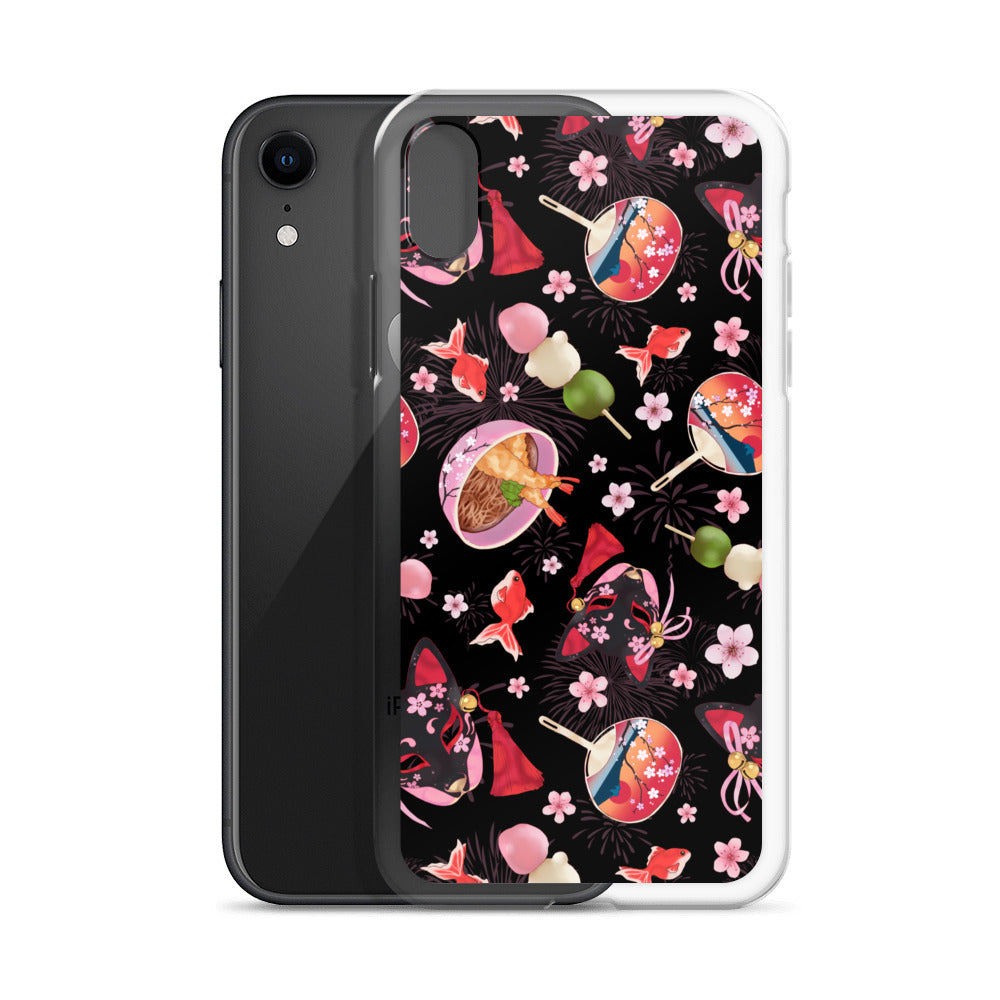 Matsuri iPhone® Clear Case featuring a vibrant design, protecting your phone from scratches and dirt effortlessly.