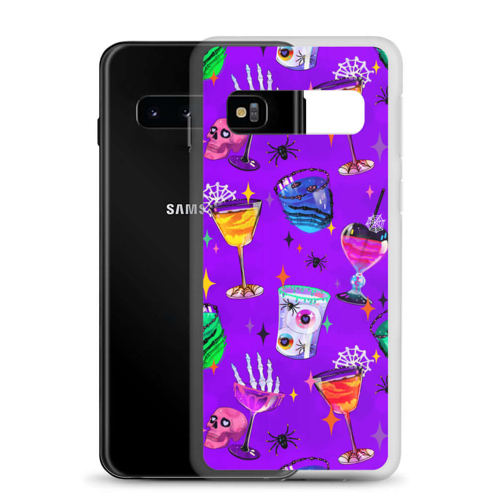Protect your phone stylishly with the Monster Party Samsung® Clear Case featuring vibrant Halloween-themed designs.