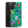 Stylish Monster Party Samsung® Clear Case featuring vibrant drink and skull designs, perfect for protection and style.
