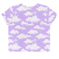 Light purple Cloudy Sky Crop Top featuring a dreamy cloud pattern, perfect for casual outfits and everyday wear.