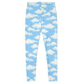 Bright blue Cloudy Sky Leggings with fluffy white clouds, perfect for workouts and casual outings. Ideal for any outfit.