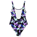 Colorful Butterfly One-Piece Swimsuit featuring vibrant butterfly silhouettes, perfect for showcasing your style.