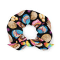 Colorful Pan Dulce Scrunchie featuring sweet baked treats, perfect for adding style to any outfit. Get yours today!