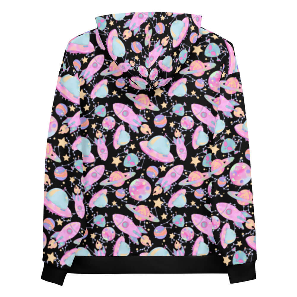 Colorful Space Hoodie with a vibrant print, perfect for a stylish, comfy look inspired by Harajuku fashion.