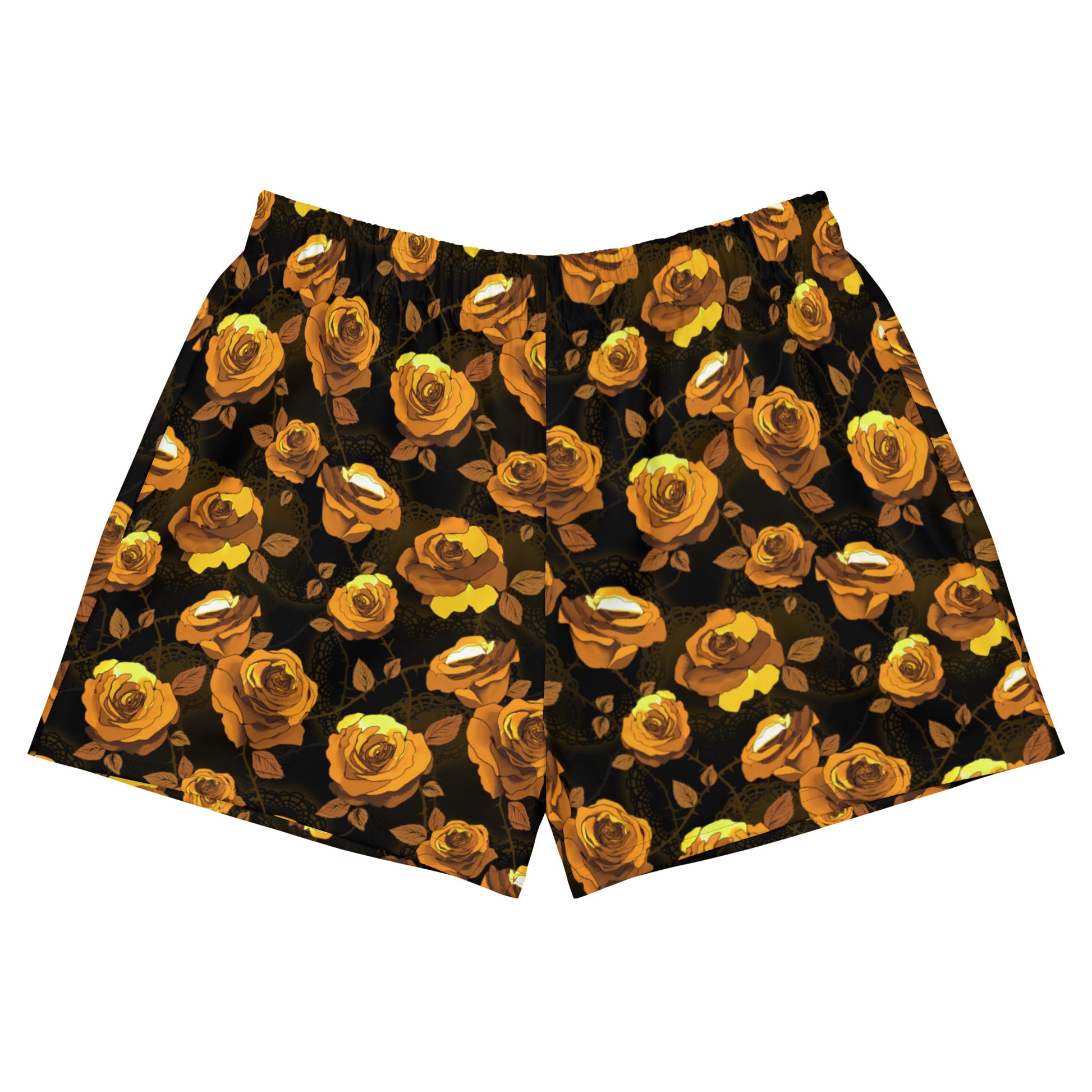 Stylish Enchanted Rose Athletic Short Shorts featuring a vibrant floral design, perfect for a chic, comfy look.