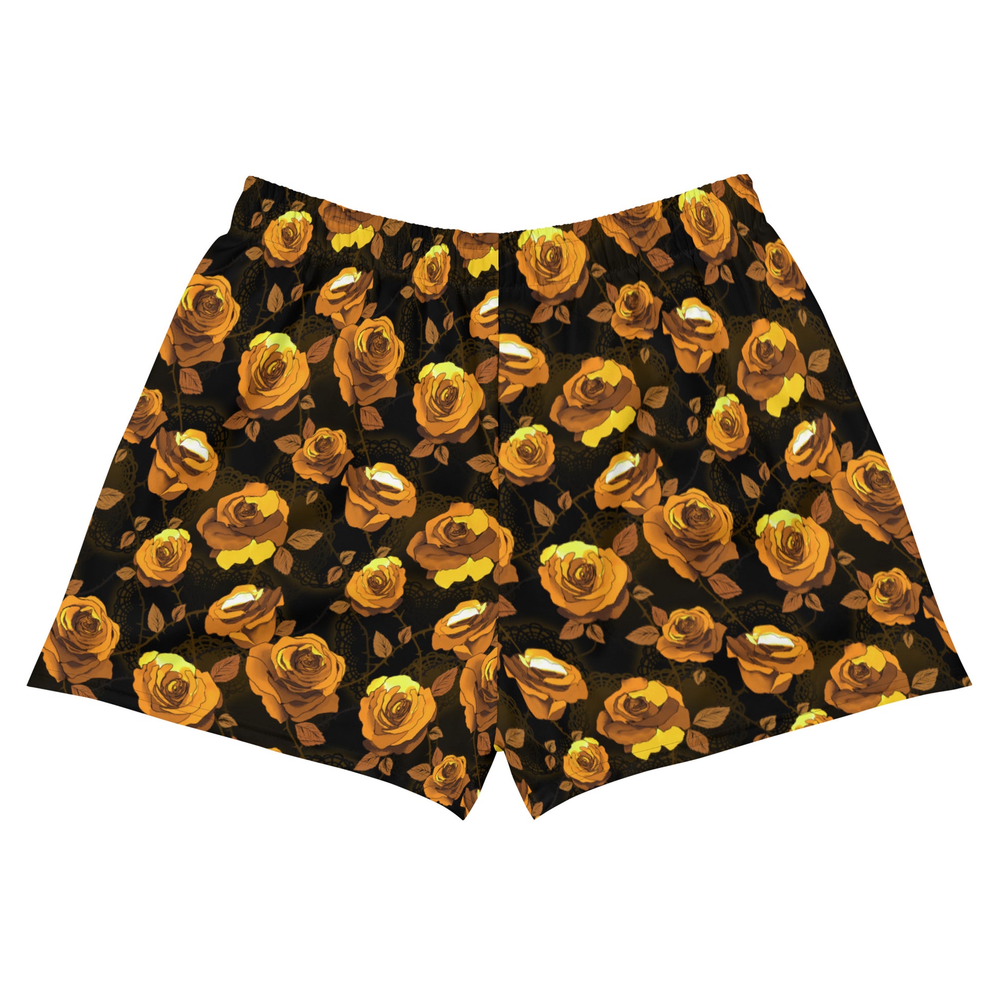 Stylish Enchanted Rose Athletic Short Shorts featuring a vibrant floral design, perfect for a casual yet chic look.