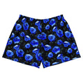 Stylish Enchanted Rose Athletic Short Shorts featuring vibrant blue roses, perfect for a comfy sporty look.