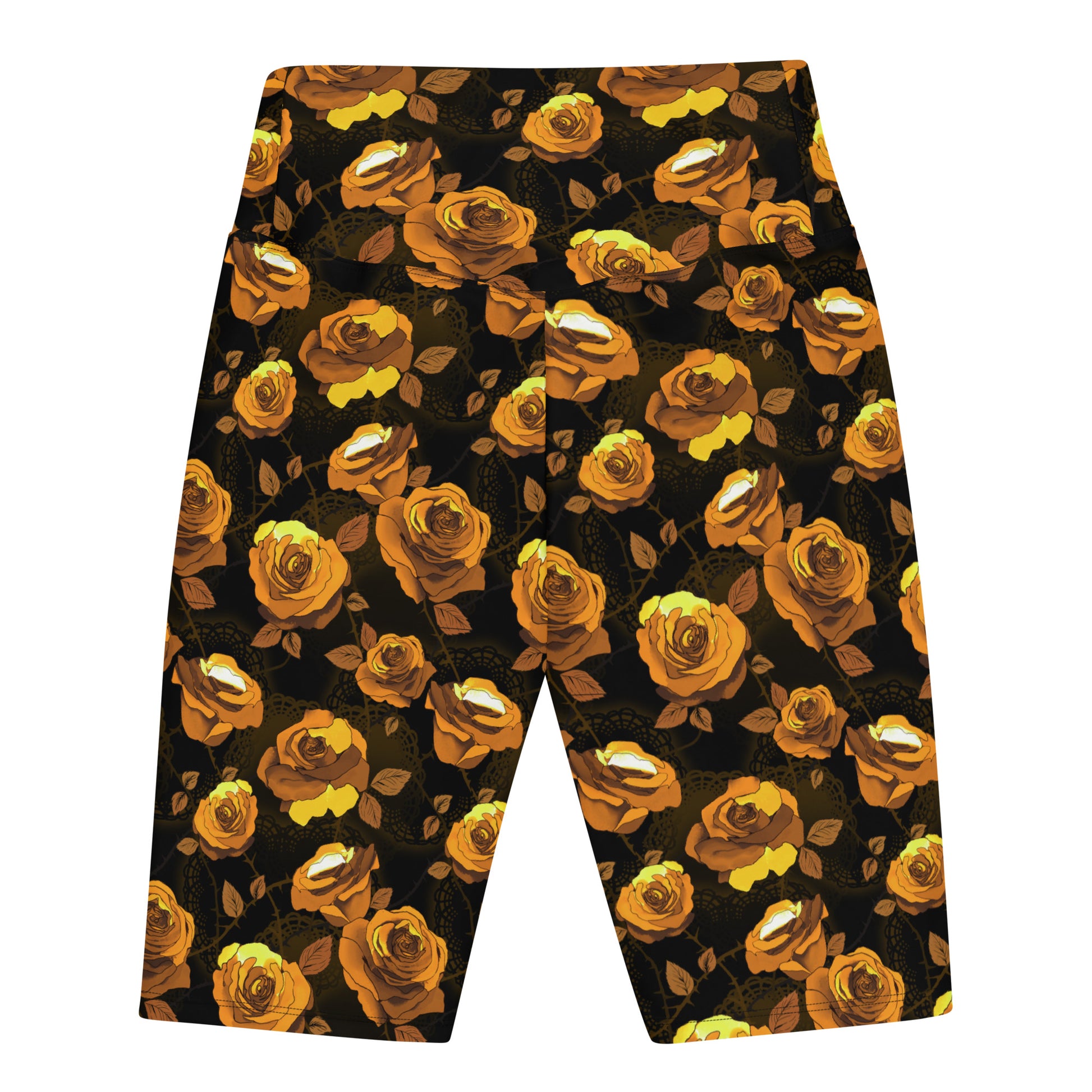 Stylish Enchanted Rose Biker Shorts featuring a vibrant floral pattern, perfect for workouts or lounging.
