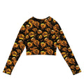Stylish Enchanted Rose Long-sleeved Crop Top featuring a vibrant floral print, perfect for any mood.