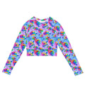 Vibrant Enchanted Rose Long-sleeved Crop Top, perfect for a gothic princess vibe or a mysterious look.