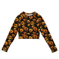 Stylish Enchanted Rose Long-sleeved Crop Top featuring vibrant floral patterns, perfect for any mood.