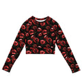 Stylish Enchanted Rose Long-sleeved Crop Top features vibrant floral print, perfect for any gothic-inspired outfit.