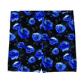 Stylish Enchanted Rose Shorts featuring vibrant blue roses, perfect for comfy lounging or sporty activities.