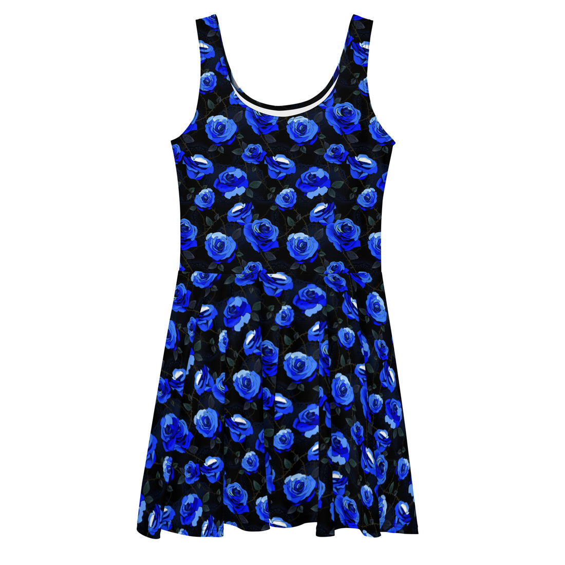 Chic and elegant, the Enchanted Rose Skater Dress features a flared skirt and vibrant rose print for any occasion.