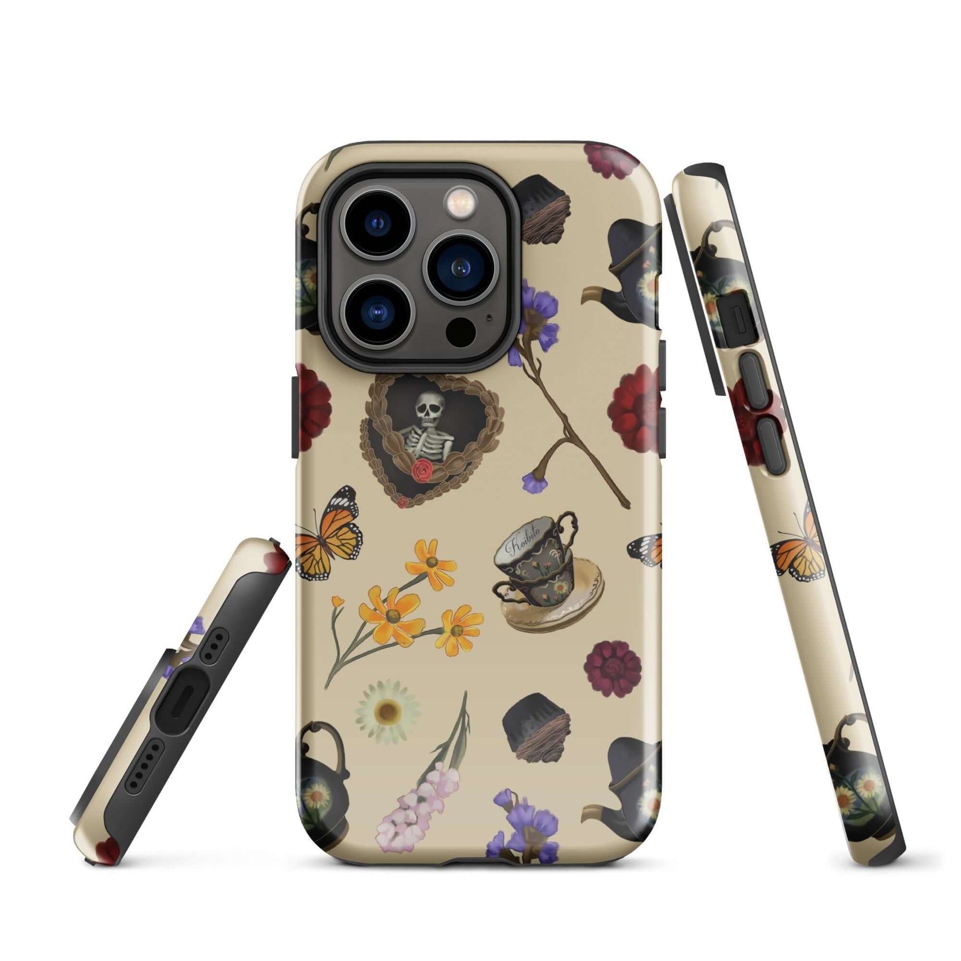 Stylish Gothic Tea Time iPhone® Tough Case features unique designs, offering protection and fashion for your phone.