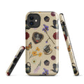 Stylish Gothic Tea Time iPhone® Tough Case featuring floral and skull designs for durable phone protection.