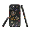 Gothic Tea Time iPhone® Tough Case features stylish floral and skull designs for fashionable phone protection.