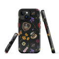 Gothic Tea Time iPhone® Tough Case features a stylish design with floral and skull motifs for ultimate phone protection.
