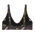 Gothic Tea Time Padded Bikini Top features a unique floral skull design, perfect for beach days and water parks.