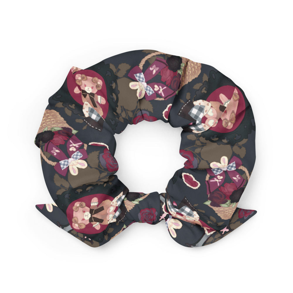 Gothic Teddy Scrunchie featuring a stylish teddy bear design, perfect for any outfit. Elevate your look today!