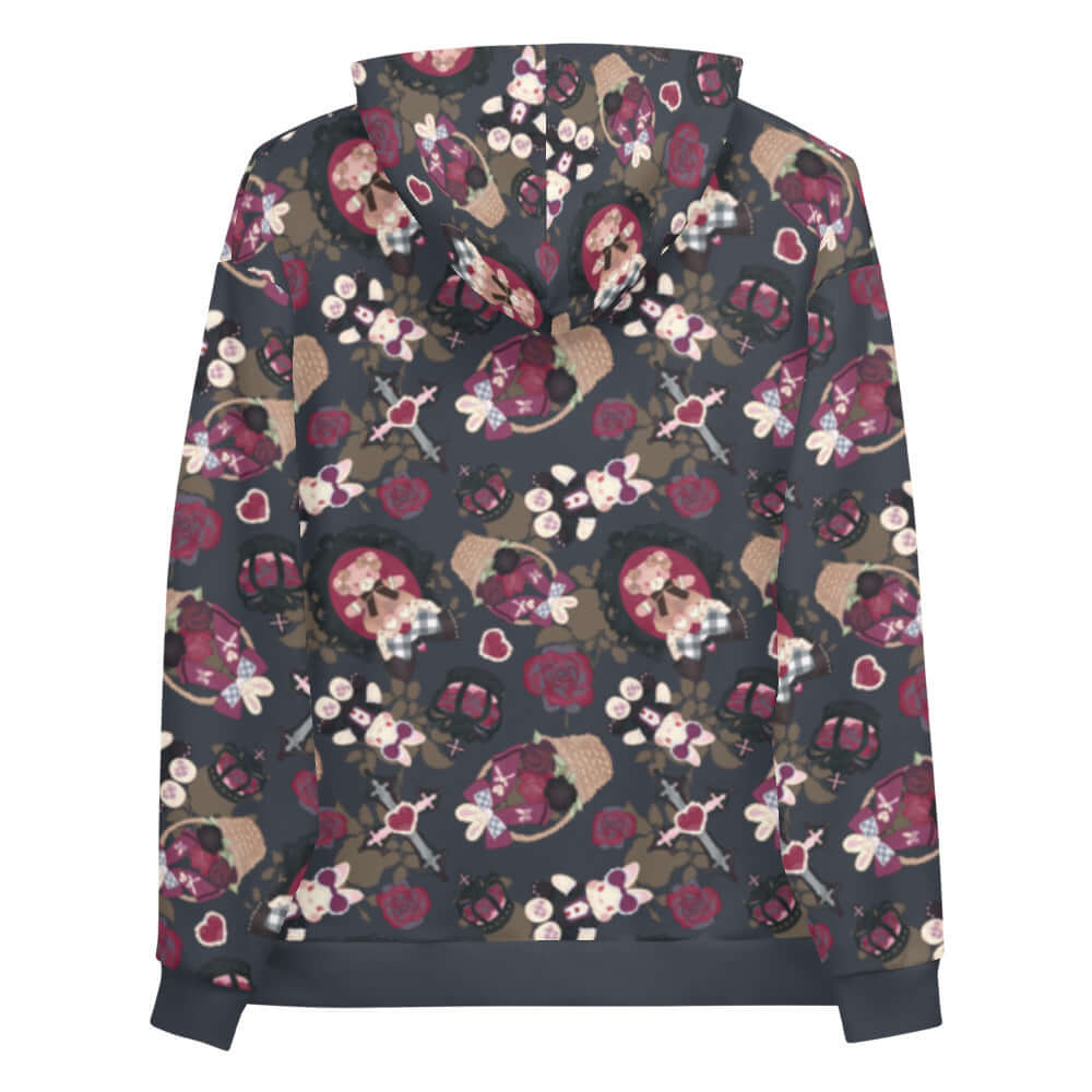 Cozy Gothic Teddy Hoodie with a vibrant print, perfect for winter layering and casual style.
