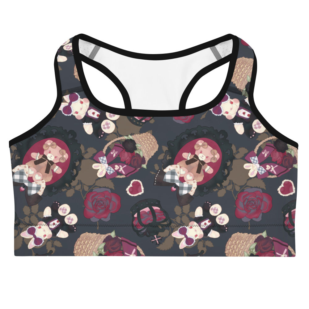 Stylish Gothic Teddy Sports bra featuring regal motifs, perfect for conquering your workout in comfort and flair.