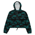 Higanbana cropped windbreaker features a stylish floral design, perfect for hiking adventures in any weather.