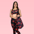 Stylish Higanbana Tote Bag (Red) featuring a vibrant Spider Lily print, perfect for gym or beach outings.