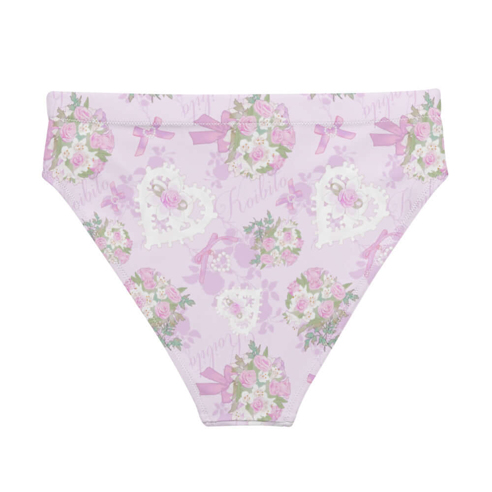 Stylish High-waisted Anniversary Bikini Bottom features a beautiful floral print, perfect for beach days or pool runs.