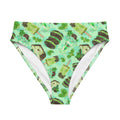 High-waisted Choco Mint Bikini Bottom featuring vibrant prints, perfect for summer beach days or relaxing spa visits.