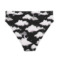 High-waisted Cloudy Sky Bikini Bottom featuring a dreamy cloud print, perfect for beach adventures or relaxation.