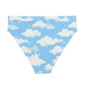 High-waisted Cloudy Sky Bikini Bottom in blue, perfect for beach days or pairing with a matching top.
