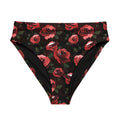 High-waisted Enchanted Rose Bikini Bottom features a vibrant rose pattern, perfect for swimming or lounging in style.