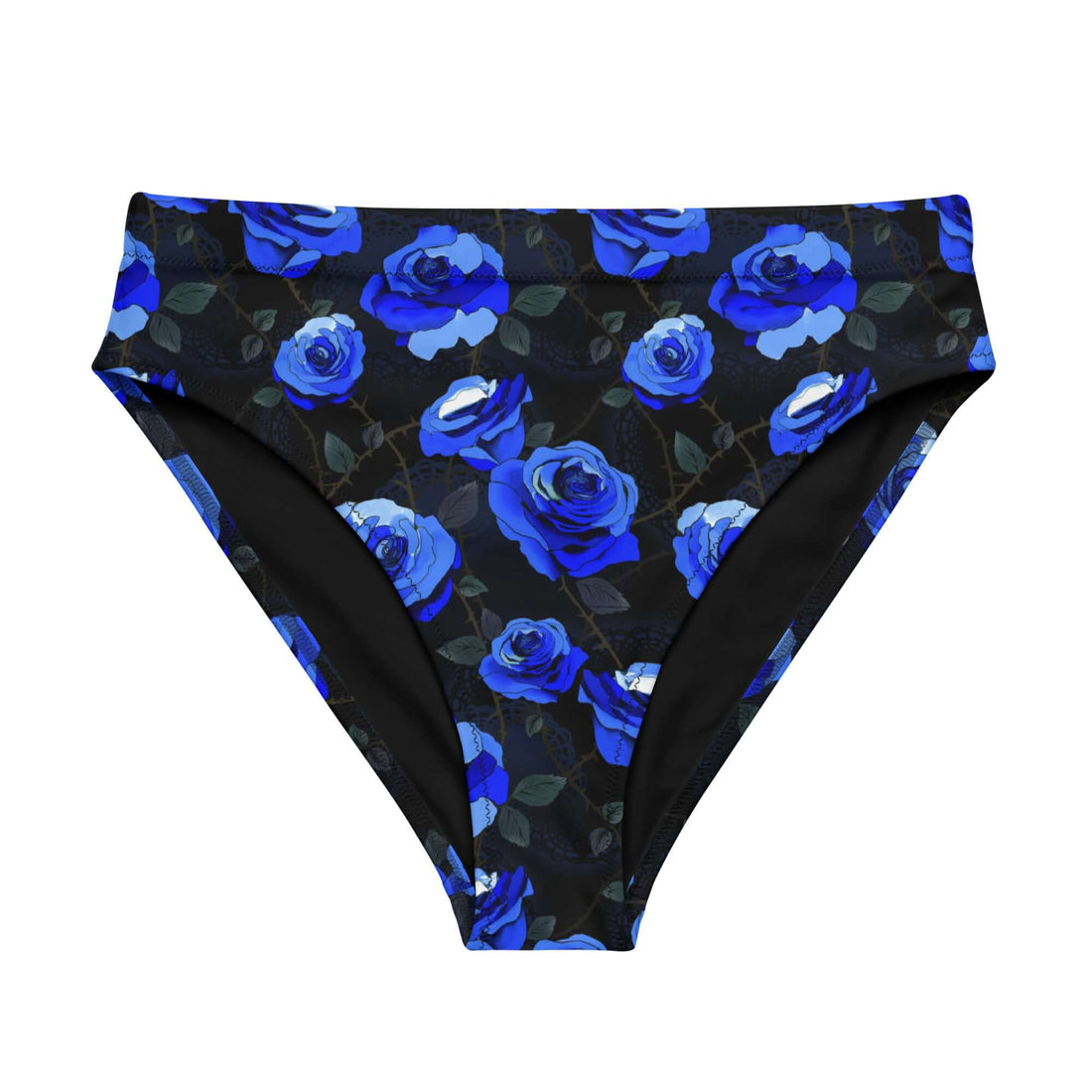High-waisted Enchanted Rose Bikini Bottom features a stunning floral design, perfect for swimming and lounging comfortably.