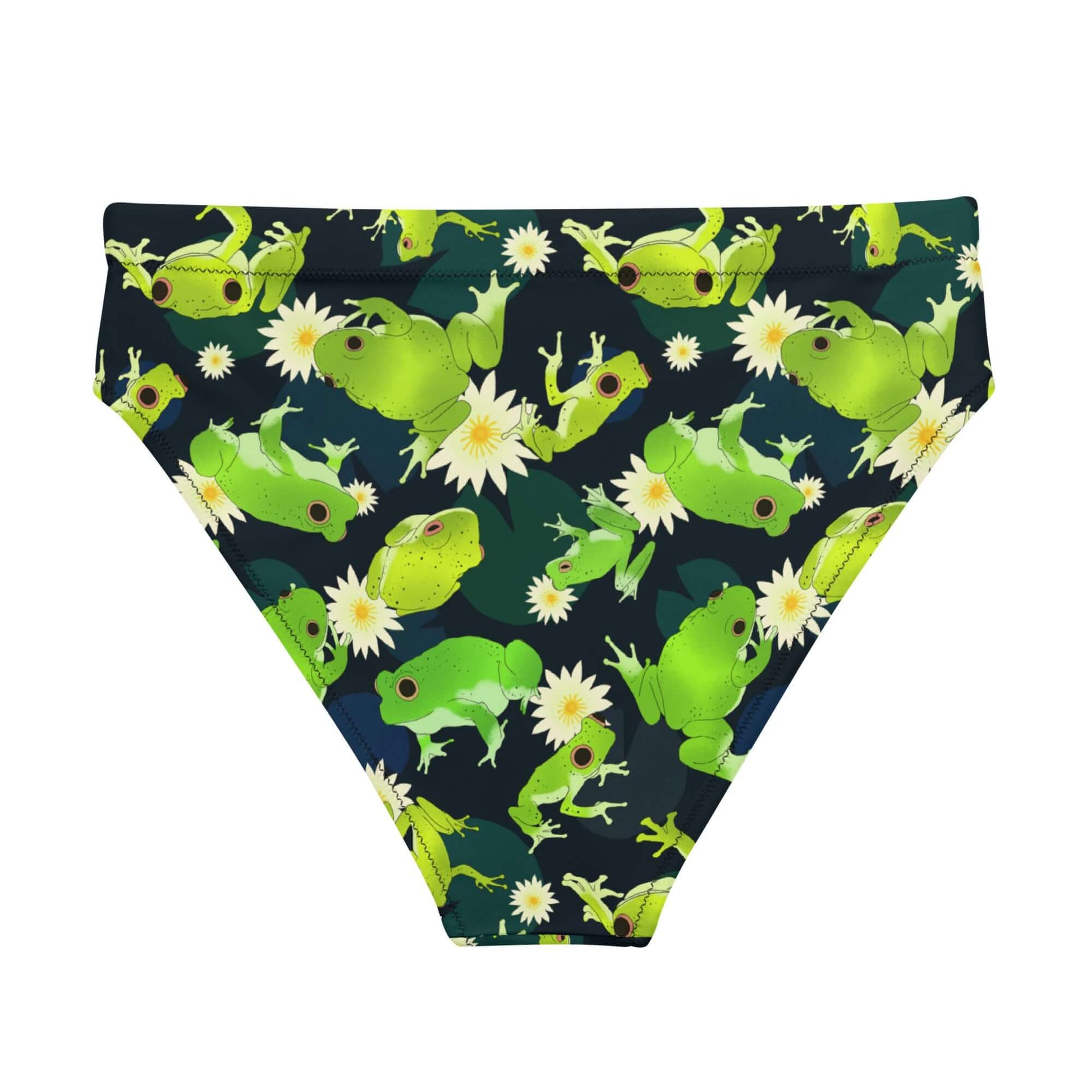 Stylish High-waisted Kero-kero Bikini Bottom featuring playful frog design, perfect for beach days and spa visits.