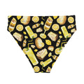 High-waisted Lemon Bikini Bottom with vibrant lemon prints, perfect for beach adventures or spa days.
