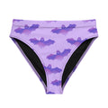 Elevate your beach style with the High-waisted Morrigan Bikini Bottom, featuring a playful bat print and comfy fit.