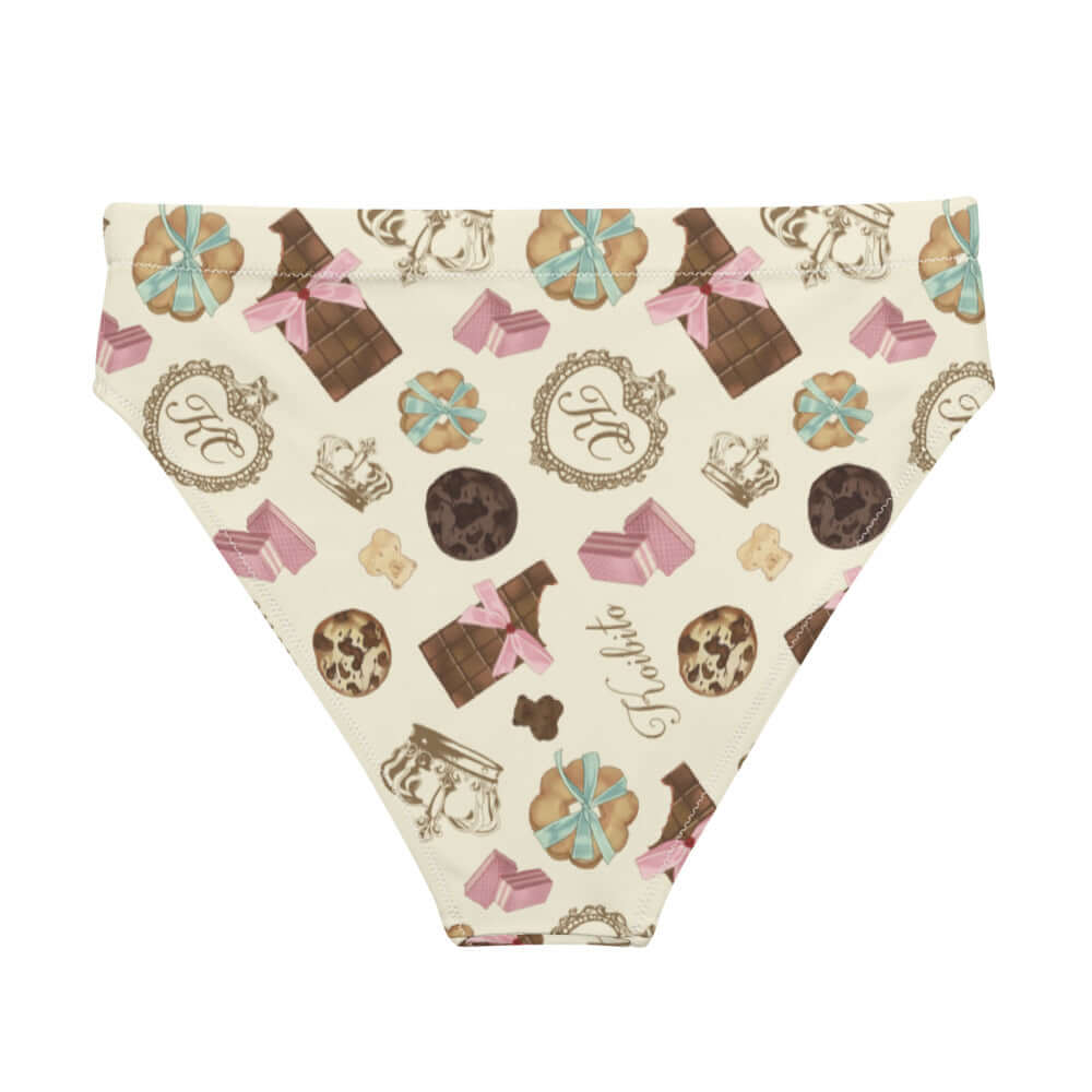 High-waisted Royal Cookie Bikini Bottom featuring a sweet print, perfect for stylish beach days and ultimate comfort.